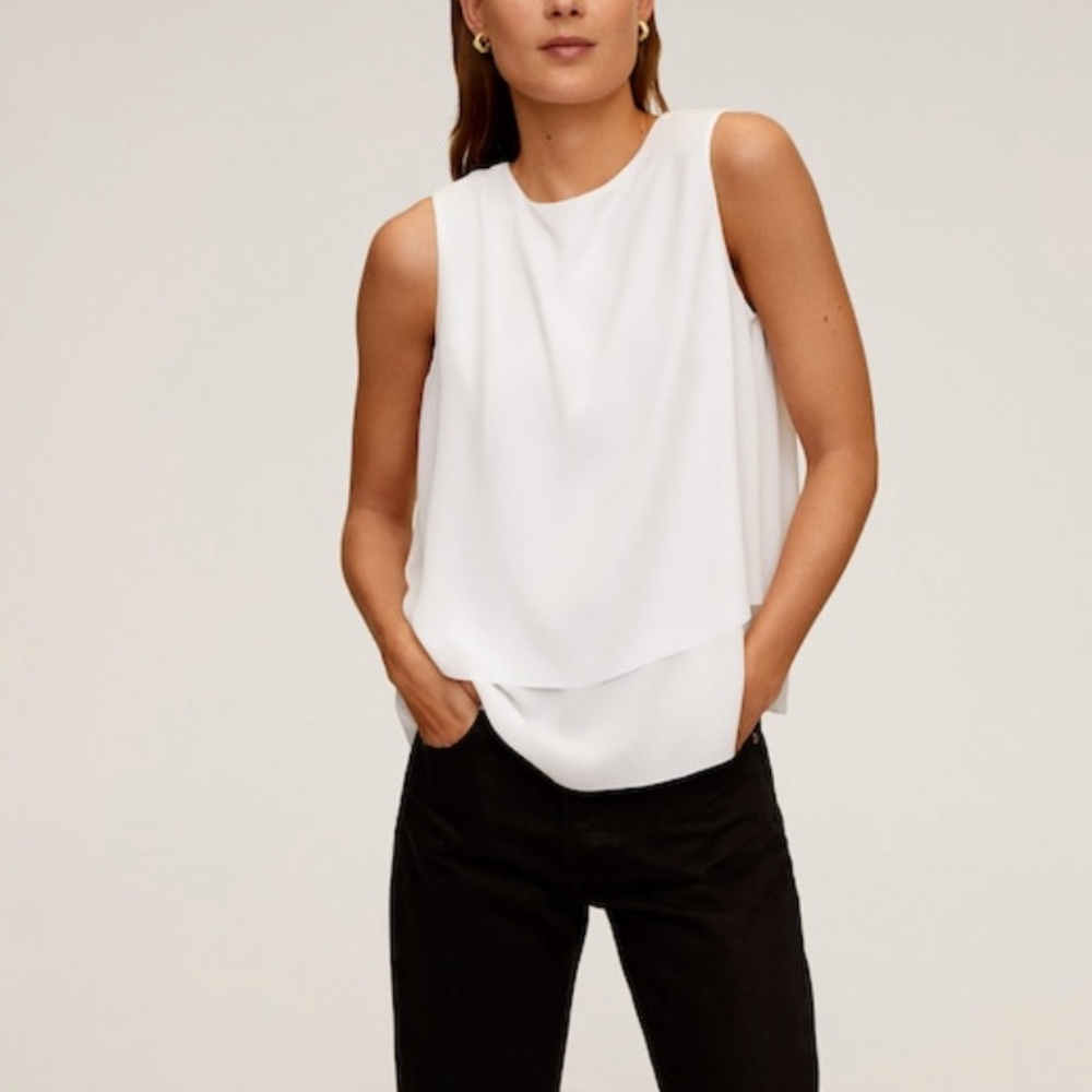 White flowy Mango blouse